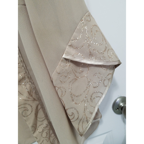 Vintage Brown Women Kimono Coat Blazer Shimmering Details Slit Bell Sleeves - Picture 4 of 10